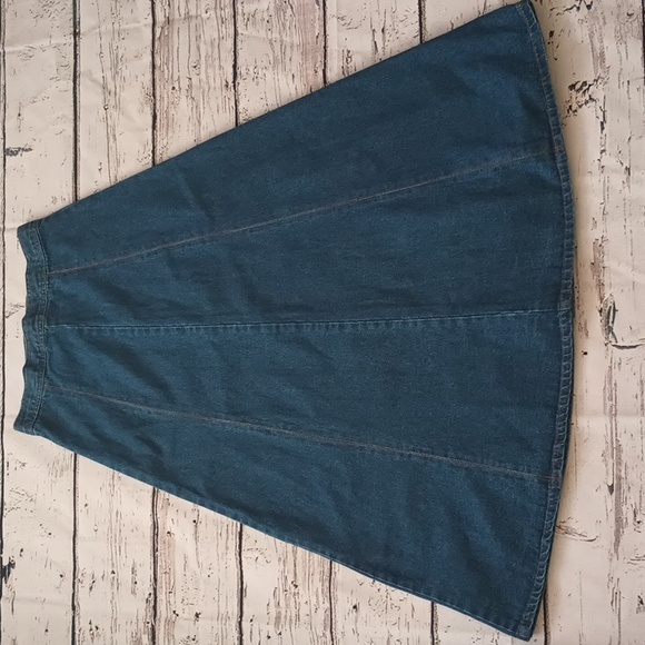 Starwear Vintage Seamed Button Down Blue Denim Modest Maxi Skirt 28 M - Picture 7 of 7